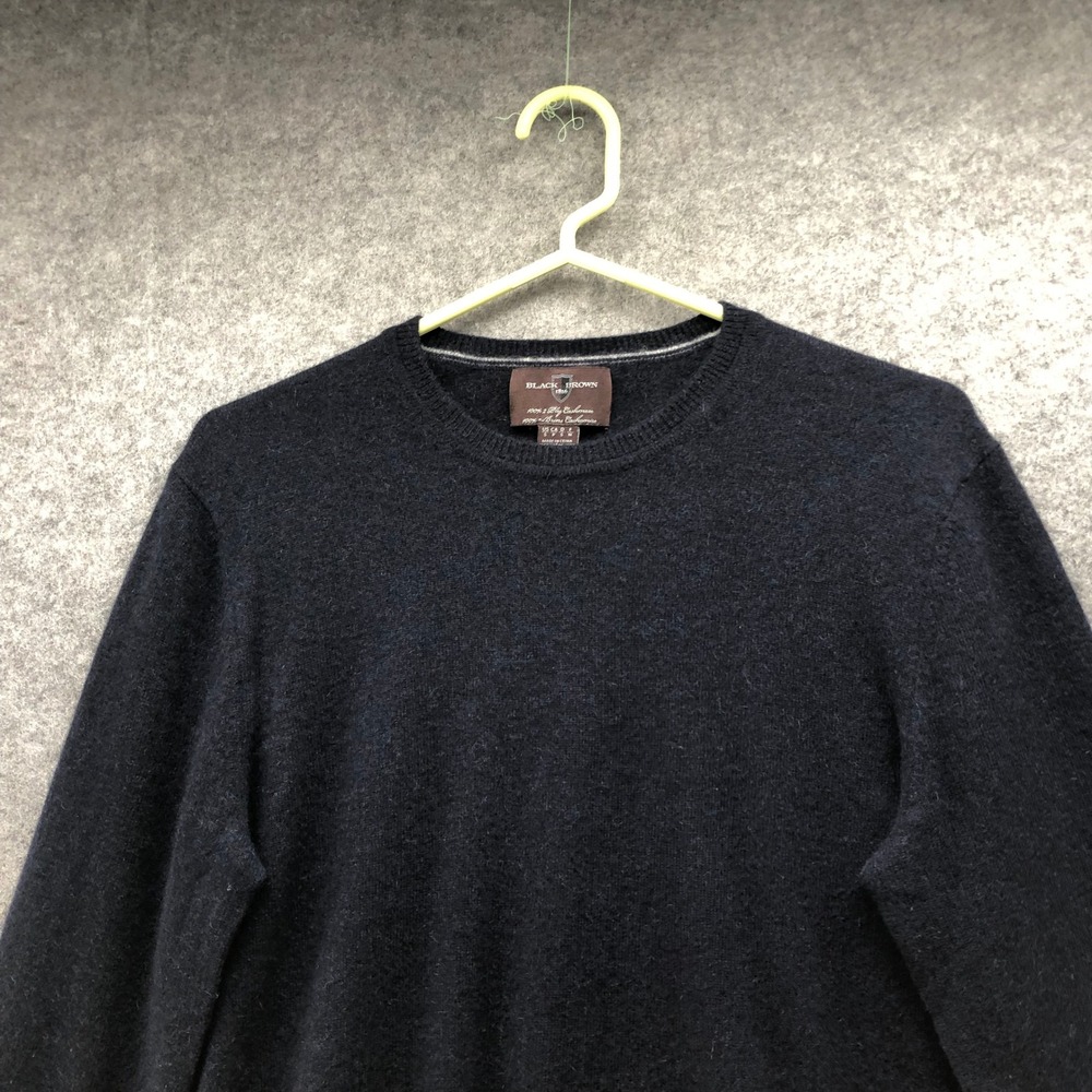Black Brown 1826 Mens Small Navy Blue 100% 2-Ply Cashmere Crewneck Sweater - Picture 6 of 9